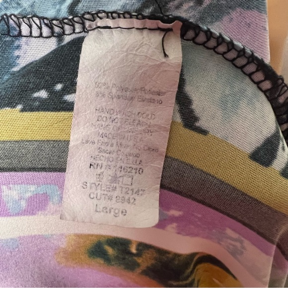 Entry blouse tie at waist one shoulder bay wing belted open shoulder floral top - Picture 10 of 13